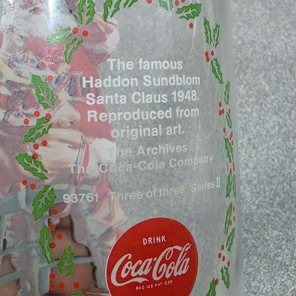 Coca-Cola Drinking Glass Clear Excellent Haddon Sundblom Santa 1948